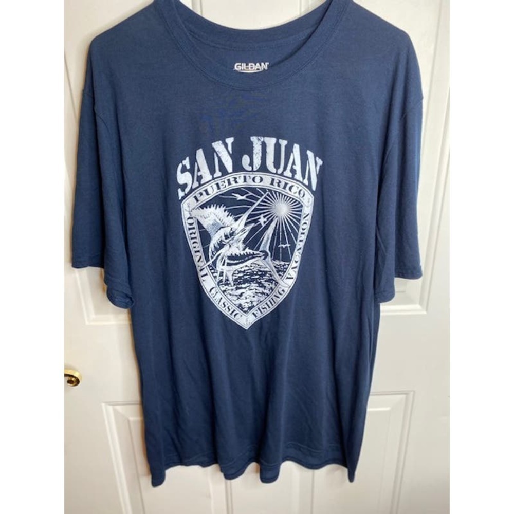 San Juan Puerto Rico Shirt on Gilden Tag Size XL Navy‎